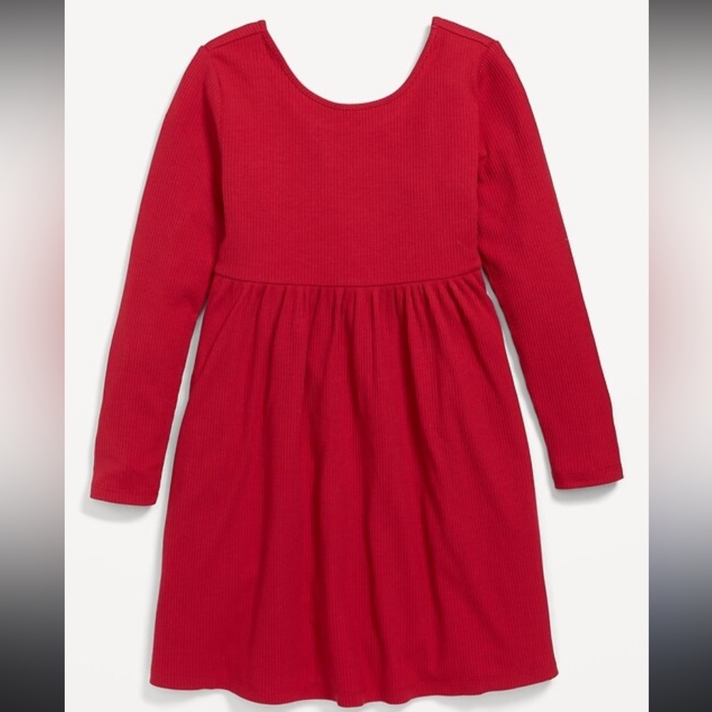 Girls ribbed fit & flare dress